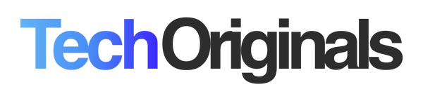 TechOriginals logo text in gradient blue and black style